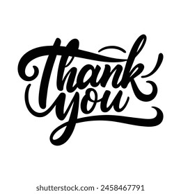 thank you text lettering black handwritten logo on white