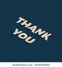 " Thank you " text lettering by modern hand writing calligraphic on blue background in vector illustration. 