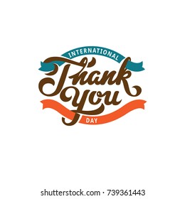 Thank you Text Lettering calligraphic composition vector Poster template.