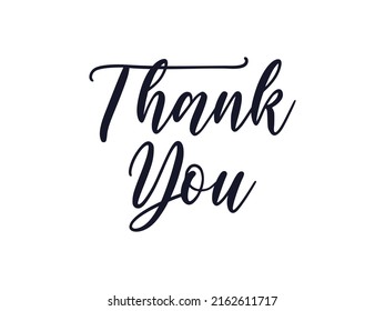 Thank You text lettering calligraphy with Line ornament isolated on white background. Greeting Card Vector Illustration.
