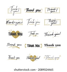 Thank You Text Lettering Collection Thanks Stock Vector (Royalty Free ...