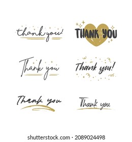 Thank You Text Lettering Collection Thanks Stock Vector (royalty Free 