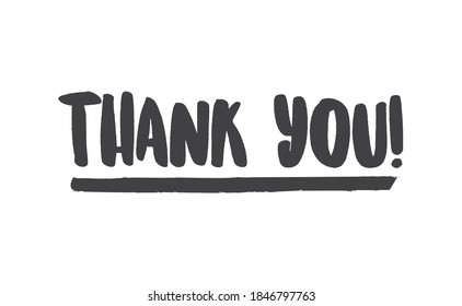 Thank you text. Lettering style typography design.
