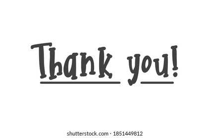 Thank you text. Lettering style typography design.