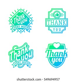 Thank you text lettering vector logo badge