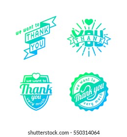 Thank You Text Lettering Vector Logo Badge