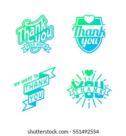 Thank you text lettering vector logo badge