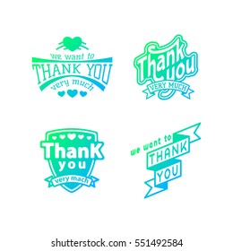 Thank you text lettering vector logo badge