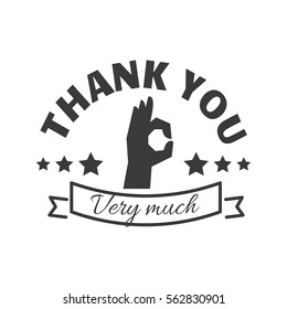 Thank you text lettering vector badge.