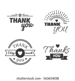 Thank you text lettering vector badge.