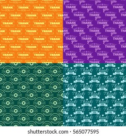 Thank you text lettering vector seamless pattern.