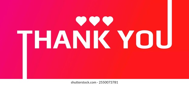 Thank you text letters with heart for thanks banner vector