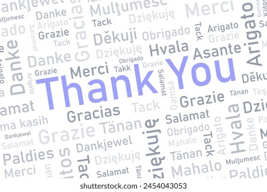 Thank you text in many languages. Different international language thank you word collage.