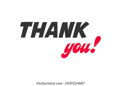 Thank you, text. Modern design with calligraphic inscription. Vector typography.