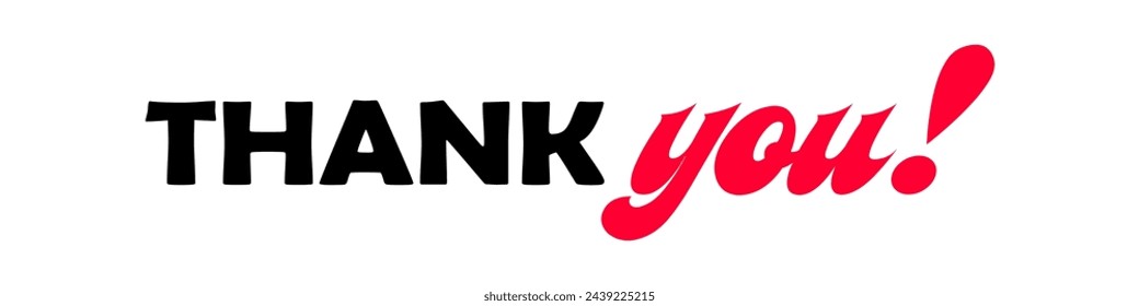 Thank you, text. Modern design with calligraphic inscription. Vector typography.