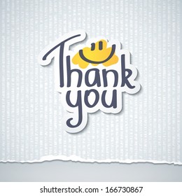 Thank You text on paper sticker, vector illustration