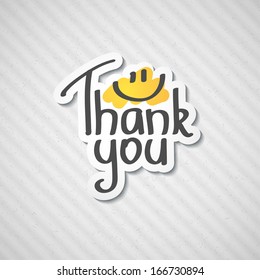 Thank You text on paper sticker, vector illustration