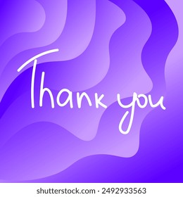 Thank you text on purple gradient background, vector illustration.