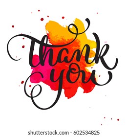 Thank You Text On Watercolor Red Stock Vector (Royalty Free) 602534825