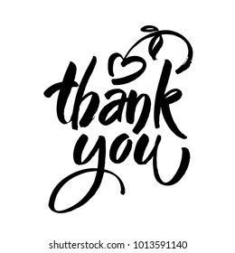 Thank you text on white background. Calligraphy lettering Vector illustration. Modern brush calligraphy.