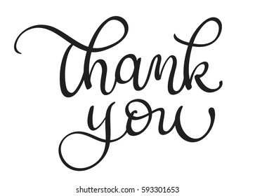 Thank you text on white background. Calligraphy lettering Vector illustration EPS10