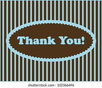 Thank You - Thank You text in oval frame on stripped background