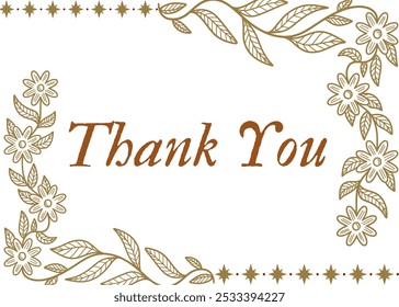 Thank You Text with Simple Scandinavian Border Decor, Elegant Typography Design, Minimalist Style Elements, Clean and Inviting Artwork, Stylish Gratitude Lettering