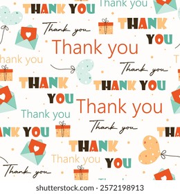 Thank You Text with Small Hearts Repeating Vector Pattern heart balloon