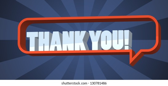 Thank you text in a speech bubble. 3D EPS10 vector.