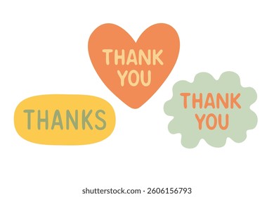 Thank You Text Stickers Set