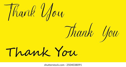 Thank you text three versions in different fonts in black color.

