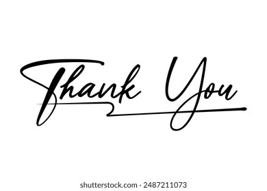 Thank You Text Typography Hand Lettering Vector Template.