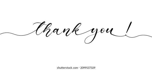 Thank you text. Vector brush calligraphy banner with swashes