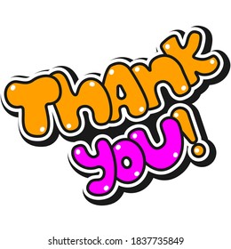 Thank you text vector cartoon illustration isolated on a white background.