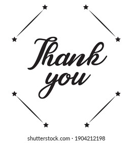 Thank you text. Vector illustration. White background. Hand writing.