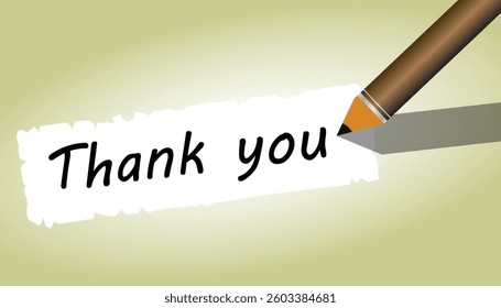 Thank you text written by a pen on an old paper texture vector illustration design background