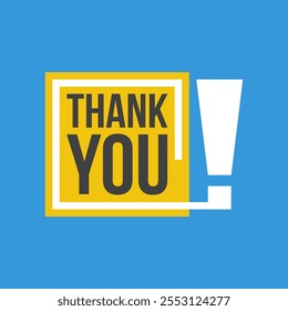 thank you thank you, text in yellow square on blue background, social media post template