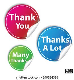 thank you, thanks a lot and many thanks stickers Set.-eps10 vector