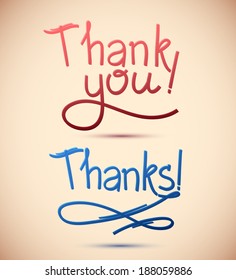 Thank You, Thanks signature vector illustration. Lettering illustrations for your cards and backgrounds