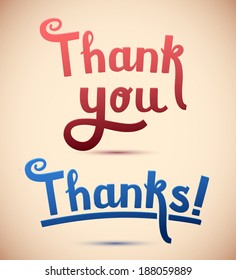 Thank You, Thanks signature vector illustration. Lettering illustrations for your cards and backgrounds