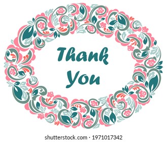 Thank you thanksgiving greeting card with beautiful floral frame vector vintage elegant classic style design.
