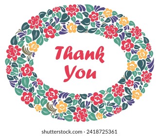 Thank you thanksgiving greeting card with beautiful floral frame vector vintage elegant classic style design.