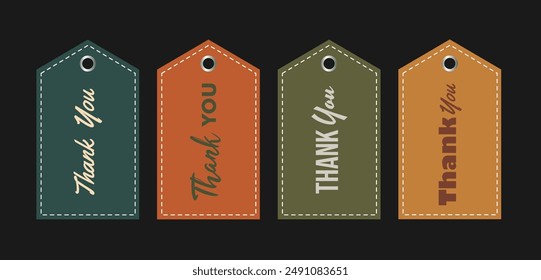 Thank you Trendy Cool Abstract With Vector Label and Sticker Designs. Isolated on black background.