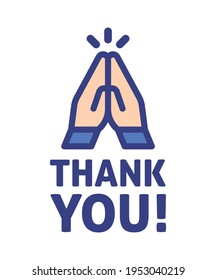 Thank you. Two hands placed together. Thai greeting gesture icon symbol vector illustration.