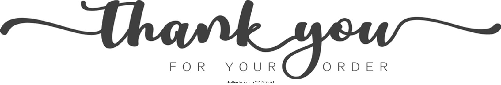 Thank you. Typography Design Inspiration. Stylized calligraphic inscription tahnk you in one line.