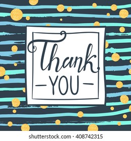 Thank you typography with doodle background. Motivational poster with hand drawn background design.