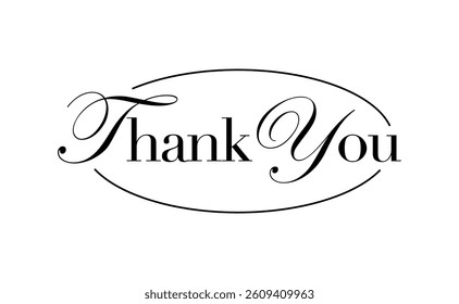 Thank You Typography, Elegant Black and White Design lettering, thanks message
