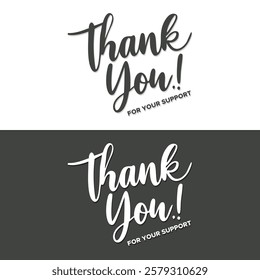 Thank You Typography Greeting Card, thank you, thanks for your support, thank you greeting card, thank you stock illustration.
