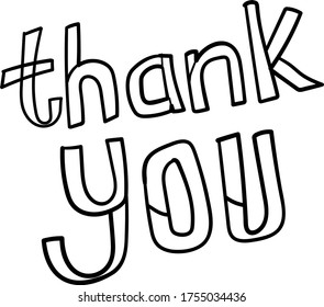 Thank you typography lettering doodle handwritten greeting vector design