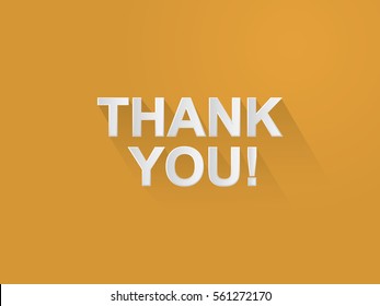 Thank You Typography Paper Art And Craft Style On Orange Background